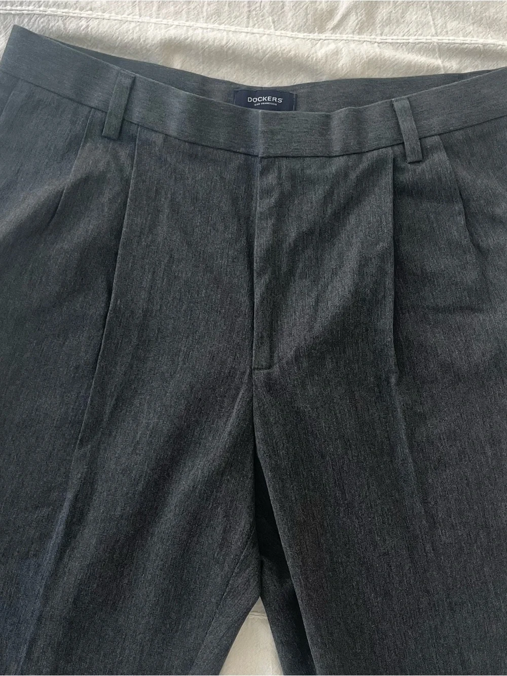 Dockers Mens Pleated Front Classic Fit Pants 38x29 Grey Grandpacore Preppy